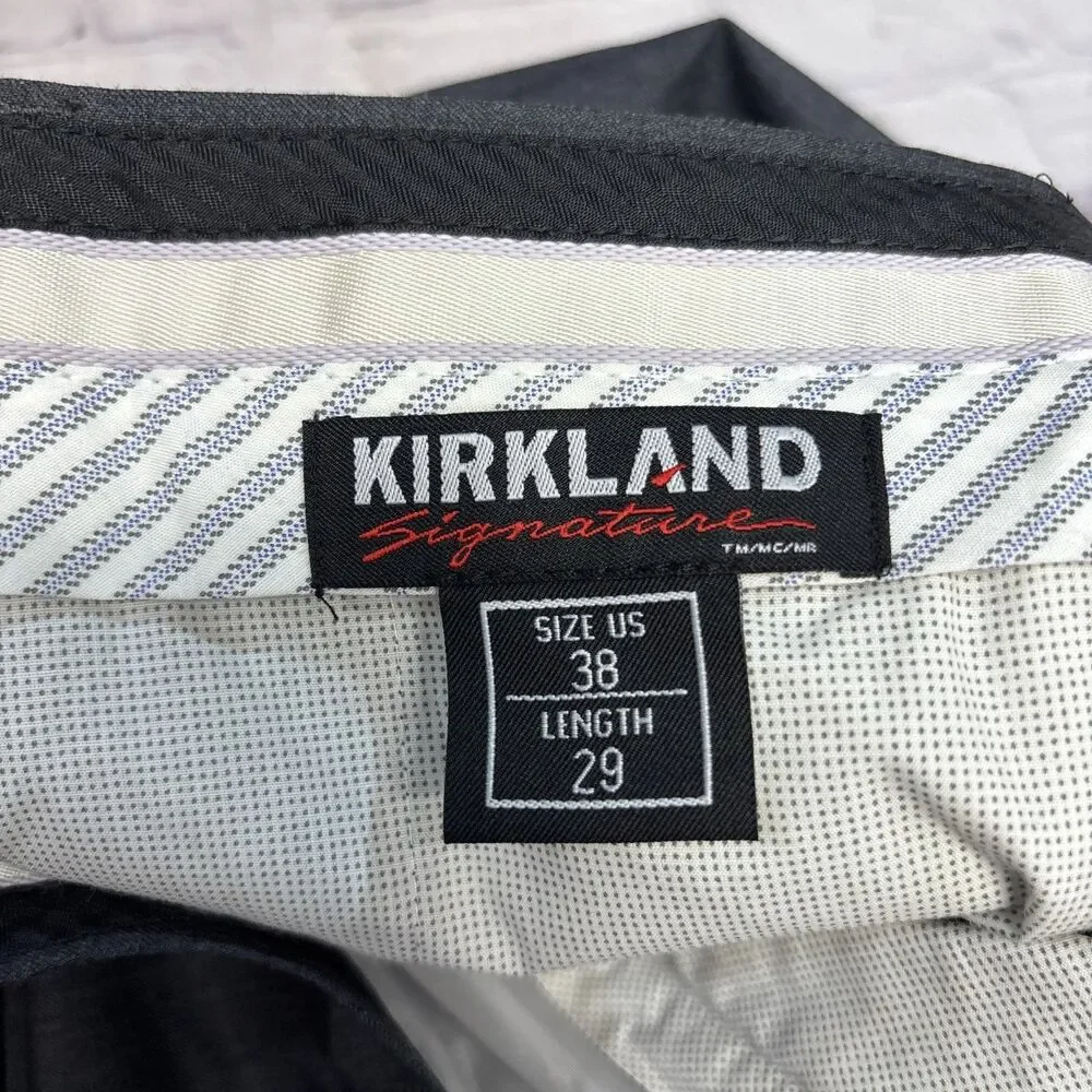 NWT Kirkland Signature Men 100% Wool Dress Pants Slack Size 38x29 Gray D119 -17
